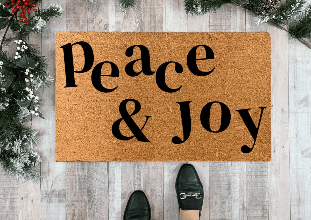 Nickel Designs Custom Doormats Peace and Joy Christmas Doormat