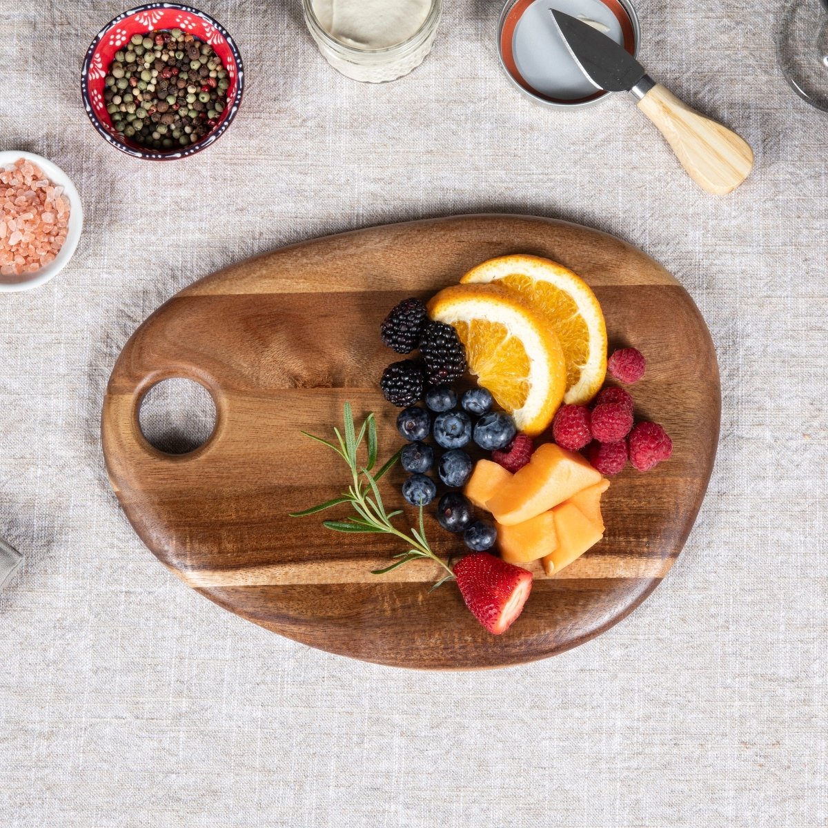 Picnic Time Family of Brands Pebble Shaped Acacia Serving Board, 12" x 9" - lily & onyx