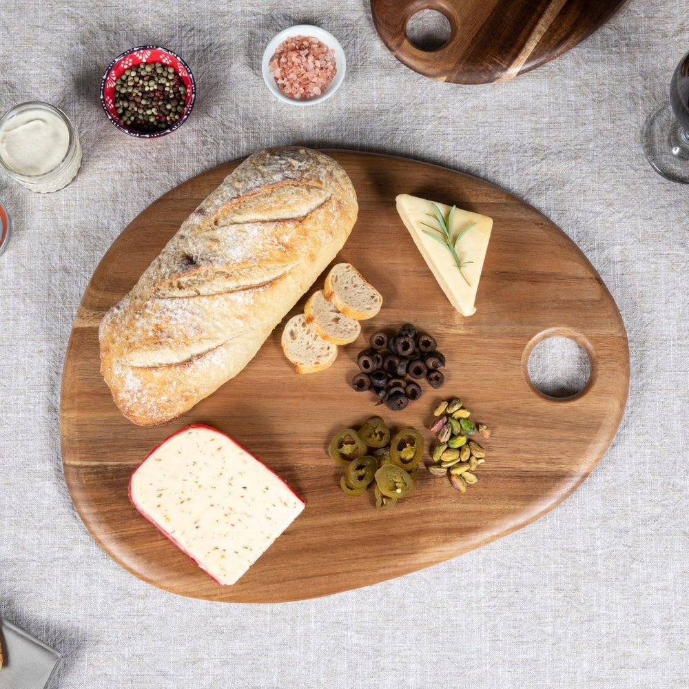 Picnic Time Family of Brands Pebble Shaped Acacia Serving Board, 18