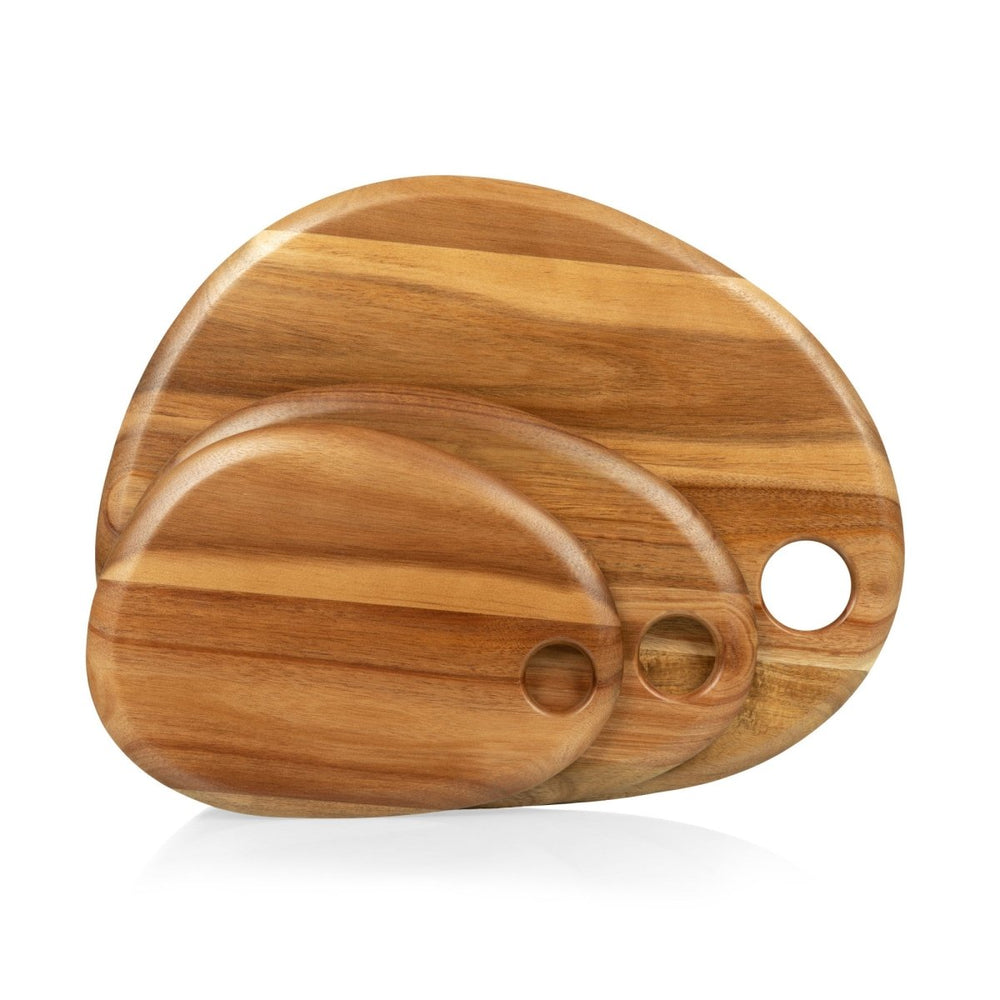 Picnic Time Family of Brands Pebble Shaped Acacia Serving Boards, Set of 3 - lily & onyx