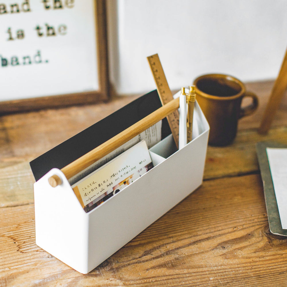 
                      
                        Steel Pen & Desk Organizer with Wood Handle, Large
                      
                    