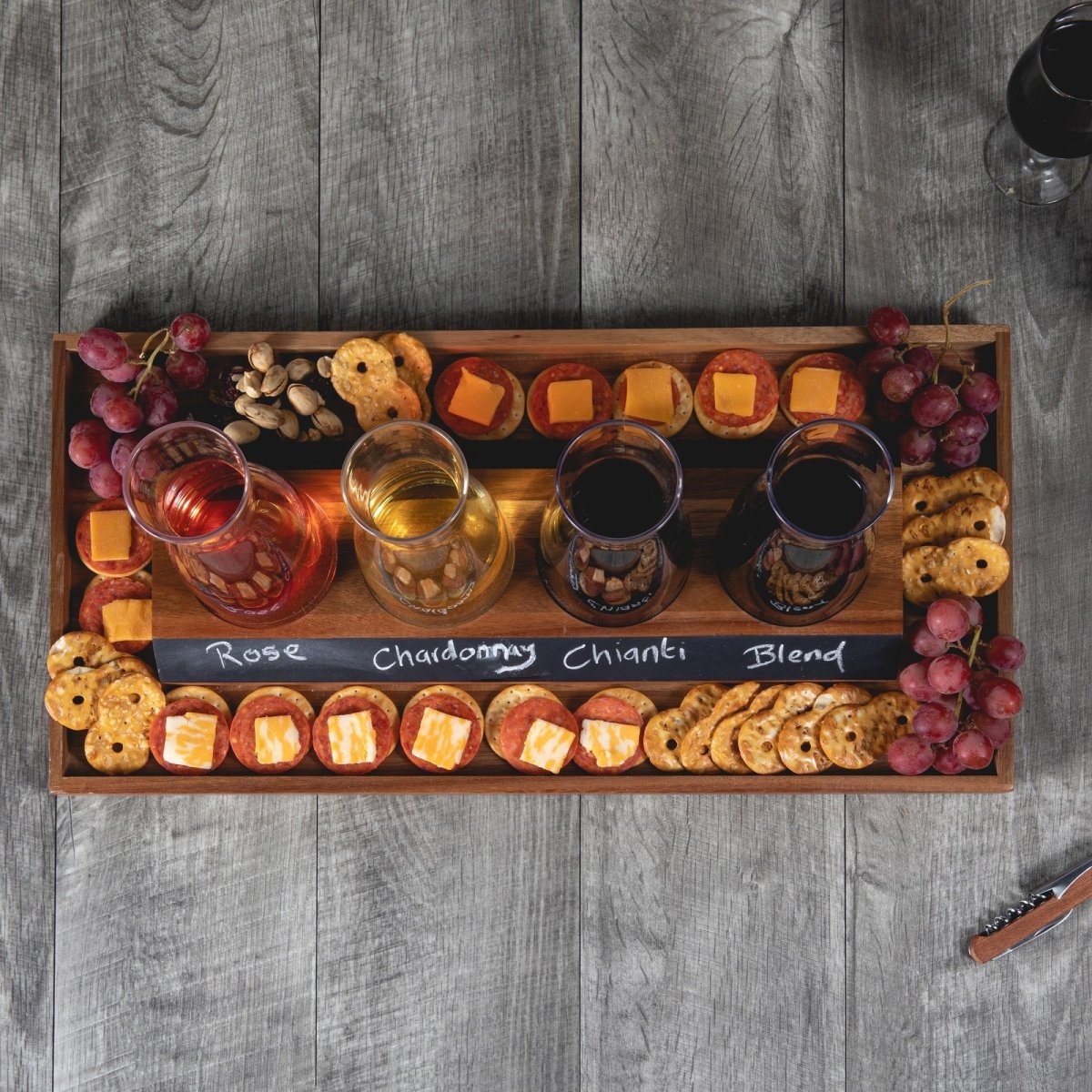 Picnic Time Family of Brands Cava Wine Tasting Kit with 4 Glass Carafes