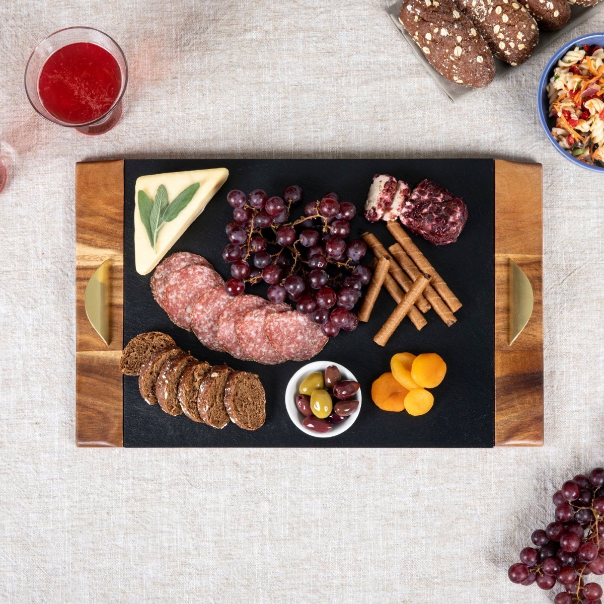 Picnic Time Family of Brands Covina Acacia & Slate Serving Platter