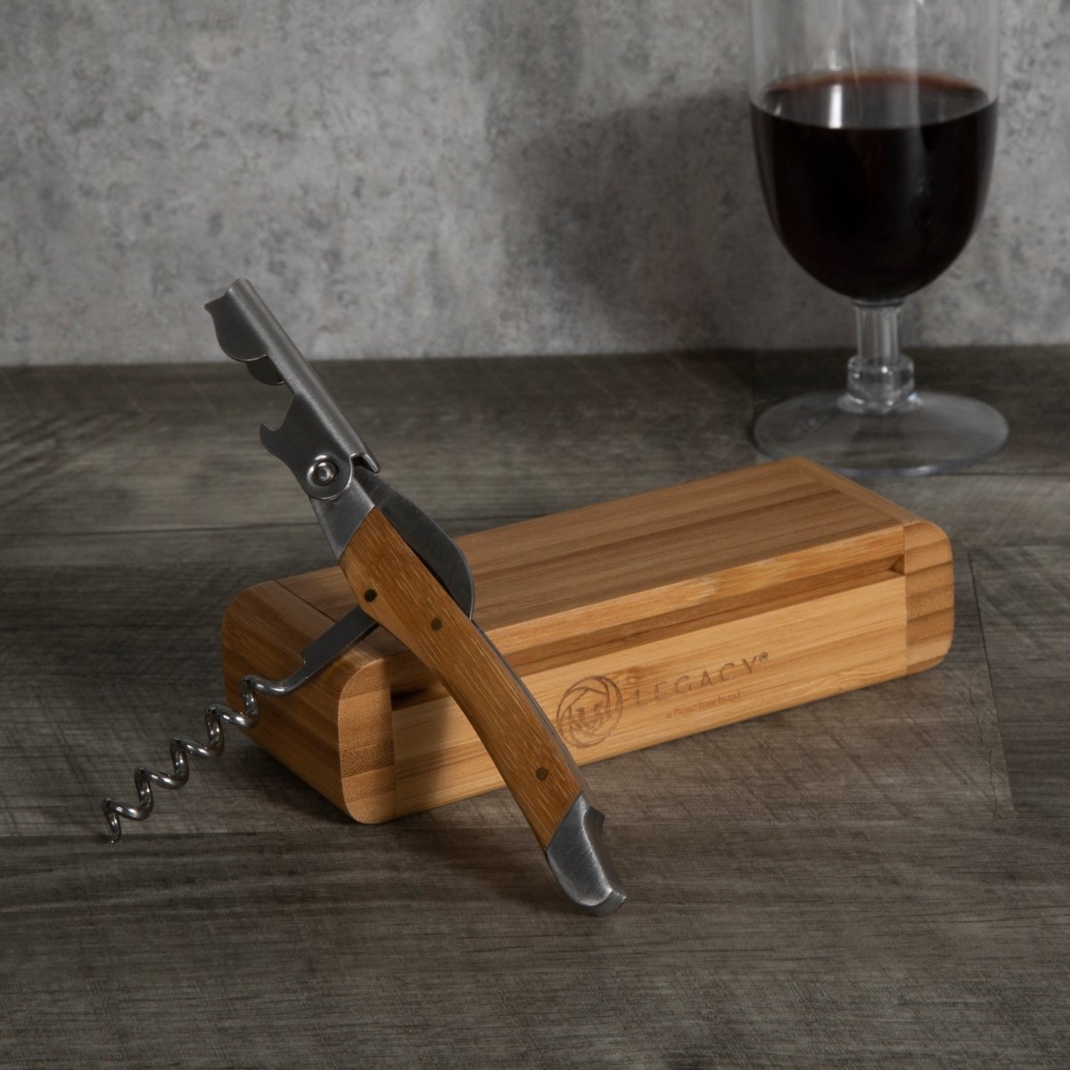Picnic Time Family of Brands Elan Deluxe Double-Hinged Waiter's Corkscrew In Bamboo Box