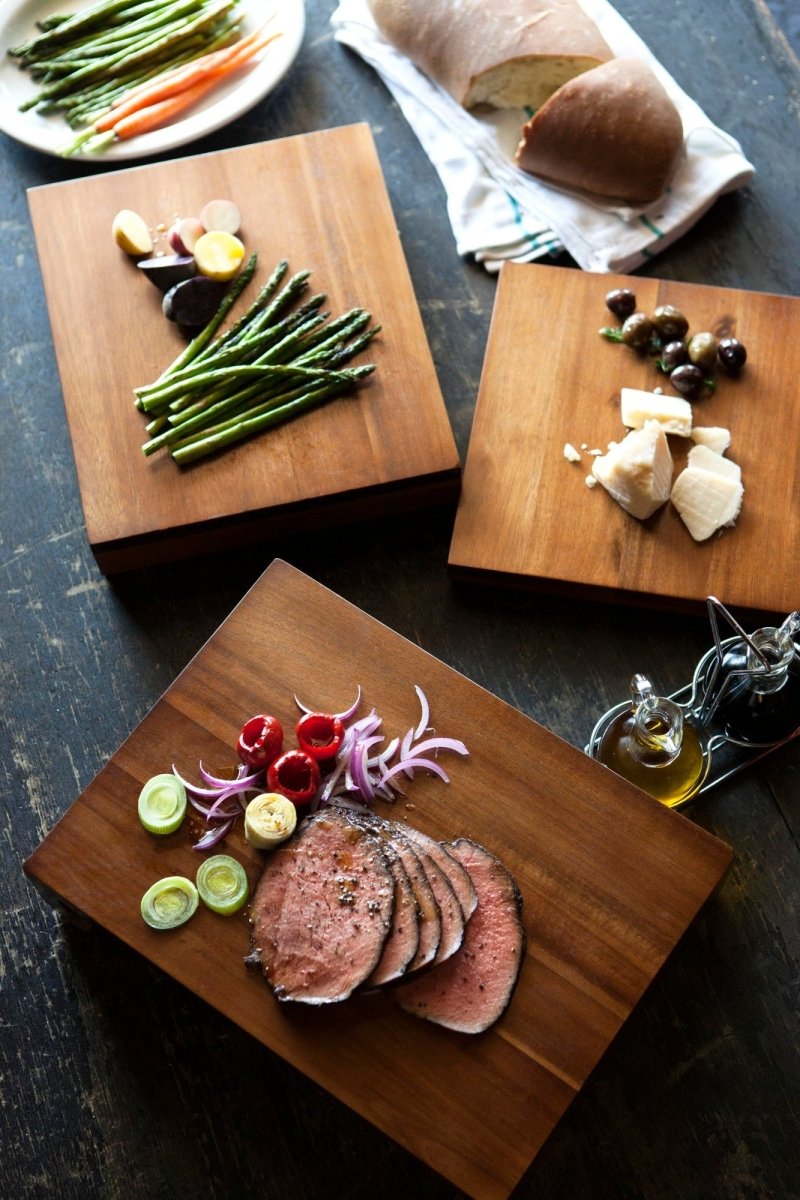 Picnic Time Family of Brands Etage Acacia Serving Pedestals, Set of 3