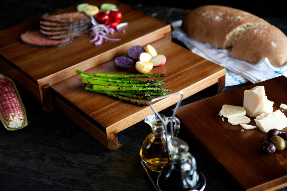 Picnic Time Family of Brands Etage Acacia Serving Pedestals, Set of 3