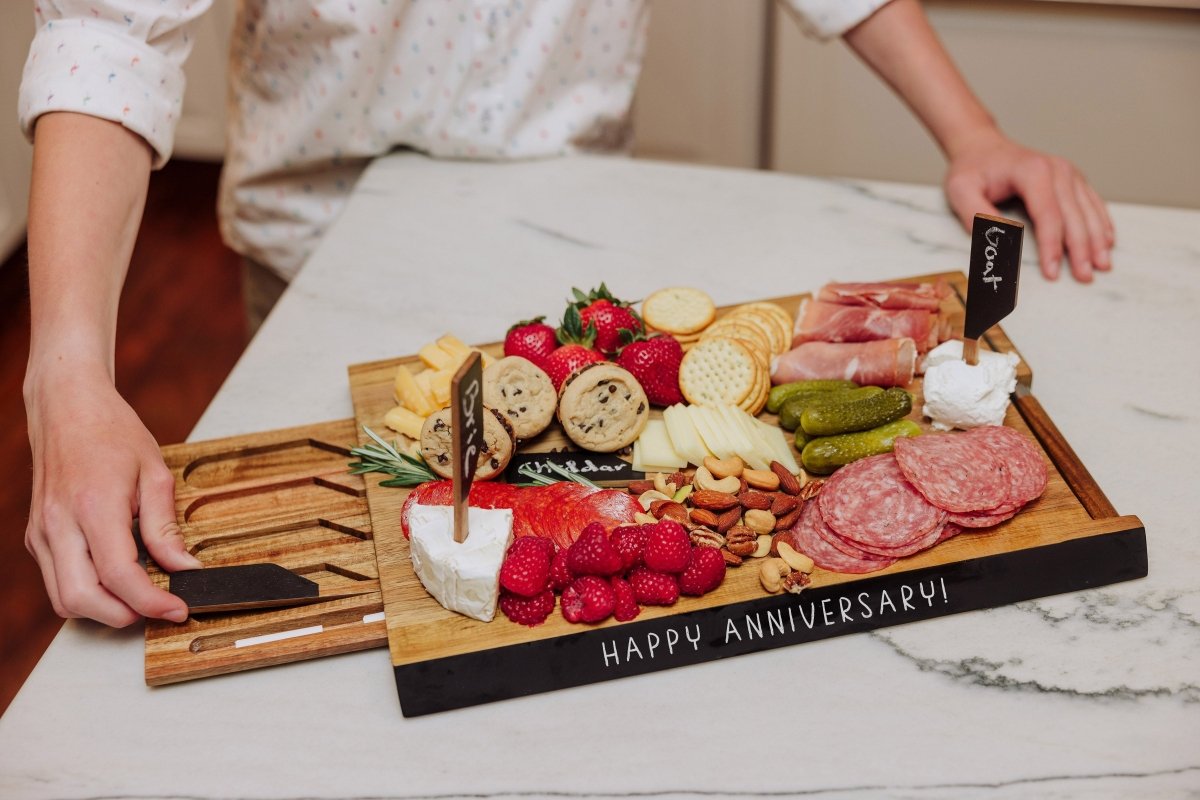 Picnic Time Family of Brands Formaggio Acacia Cheese Board & Tools Set with Hidden Compartment