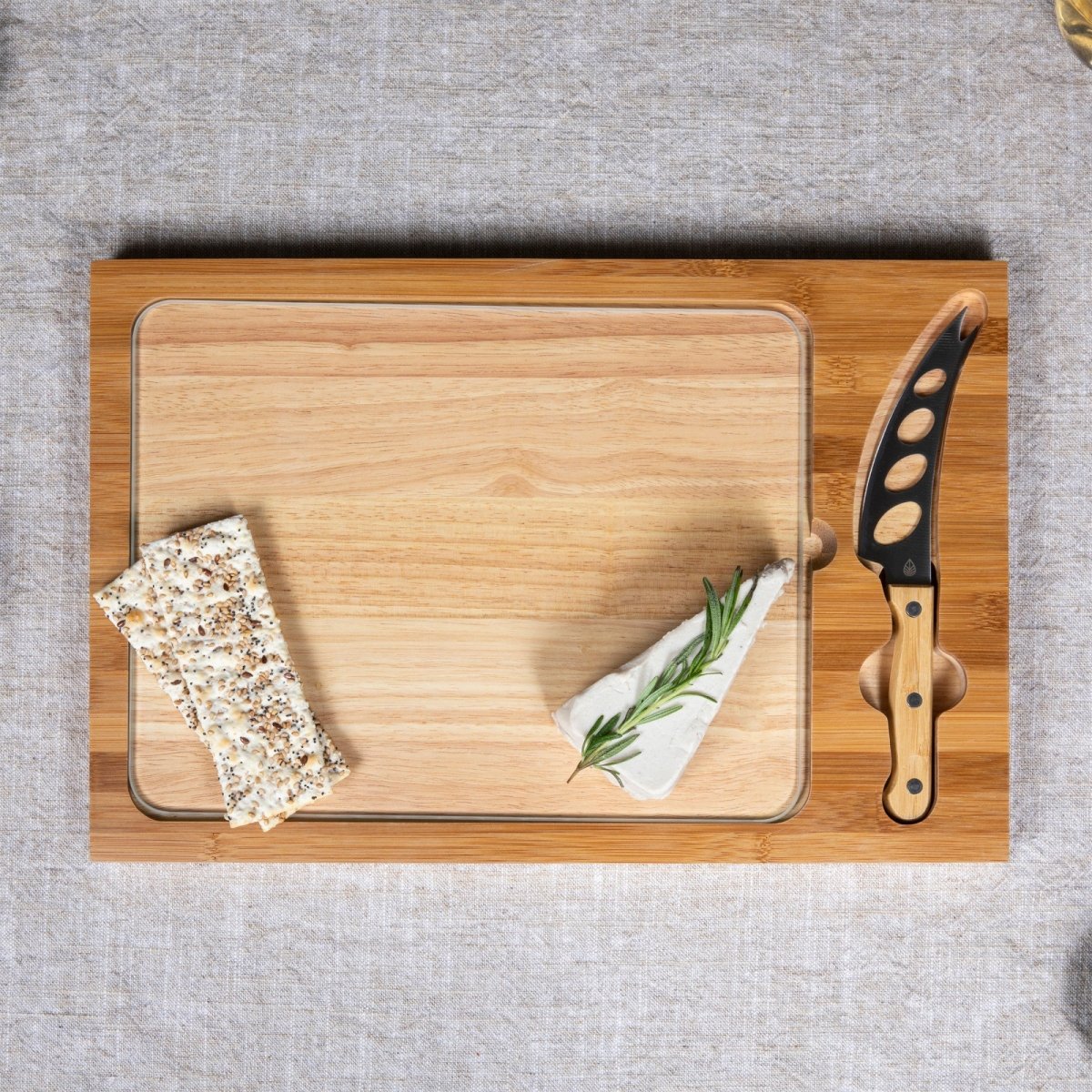 Picnic Time Family of Brands Icon Glass Top Cutting Board & Knife Set