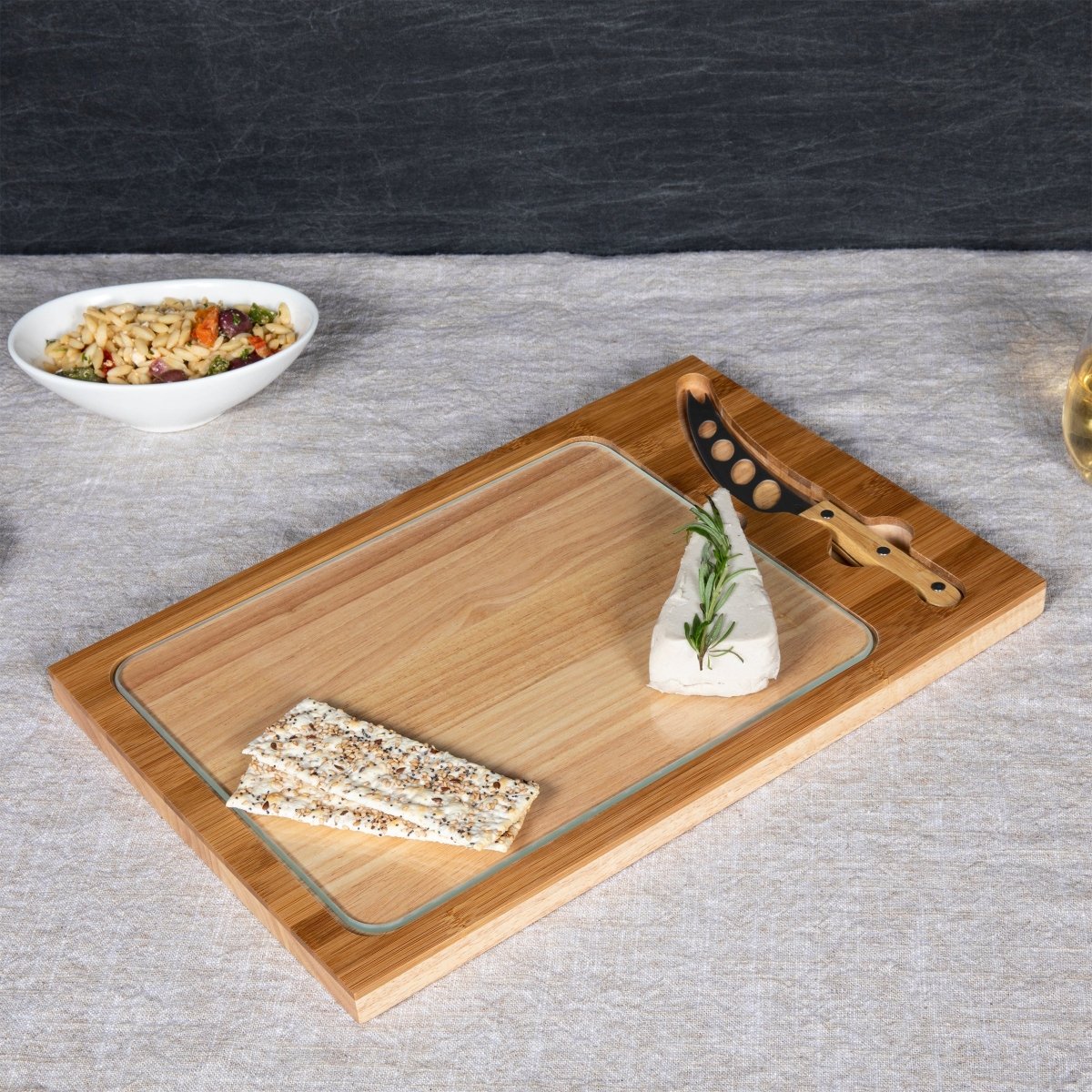 Picnic Time Family of Brands Icon Glass Top Cutting Board & Knife Set