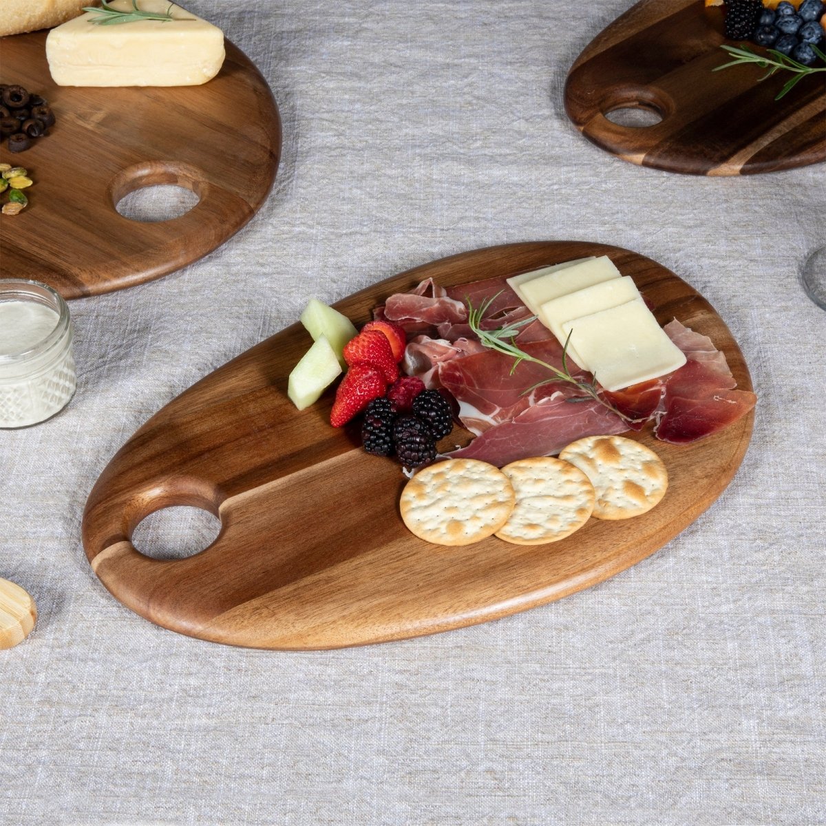 Picnic Time Family of Brands Pebble Shaped Acacia Serving Board, 15" x 10"