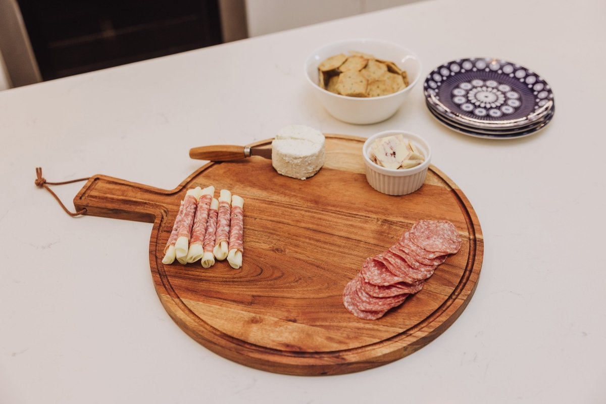 Picnic Time Family of Brands Tagliere Acacia Wood Round Charcuterie & Serving Board