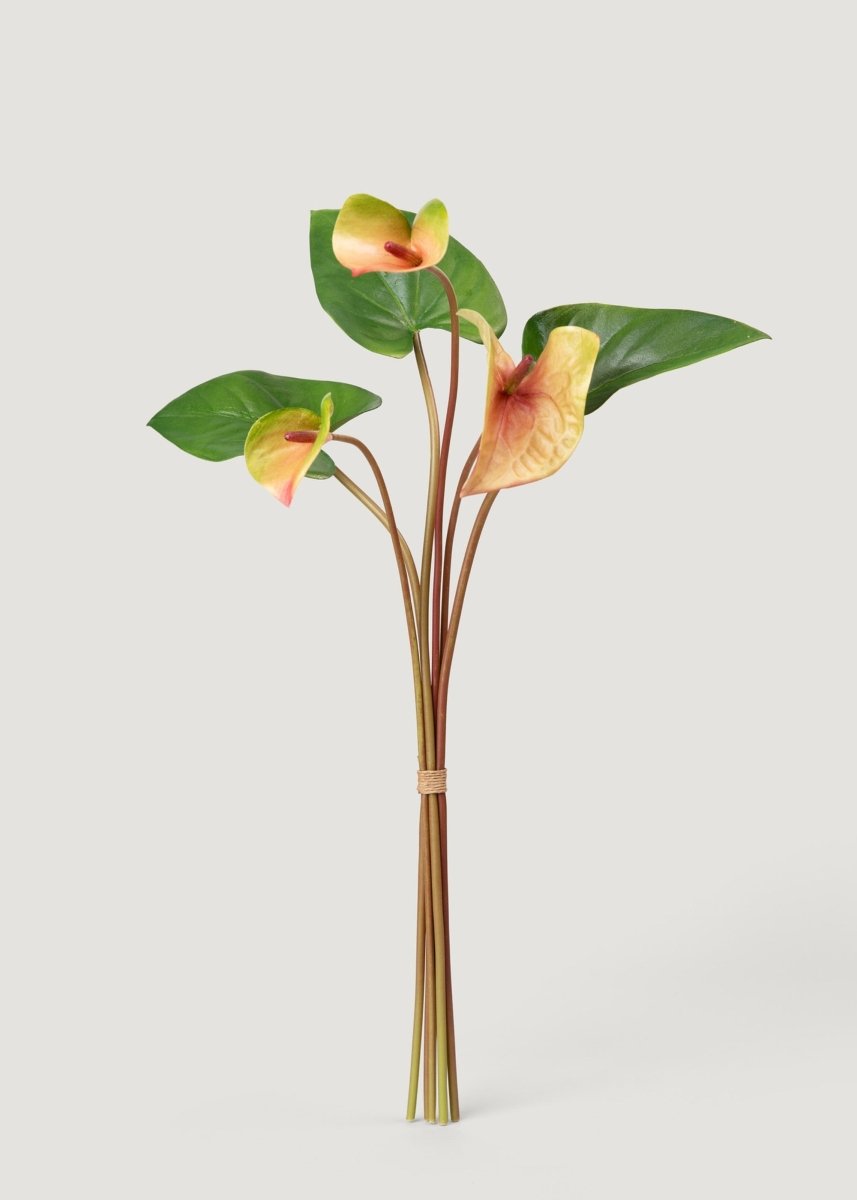 Afloral Pink and Green Faux Tropical Anthurium Flower Bundle - 25