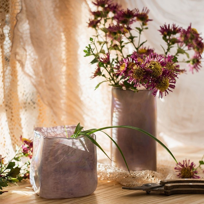 Rustic Reach Pink Morandi Color Art Glass Vase