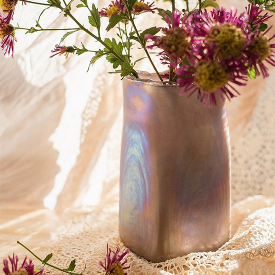 RusticReach Pink Morandi Color Art Glass Vase - lily & onyx