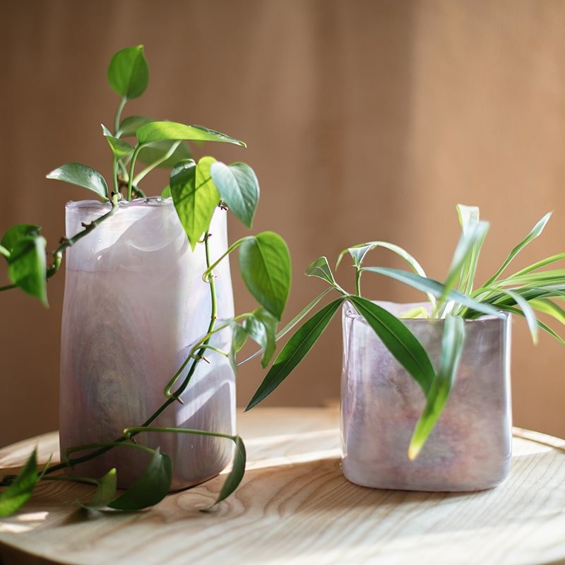 Rustic Reach Pink Morandi Color Art Glass Vase