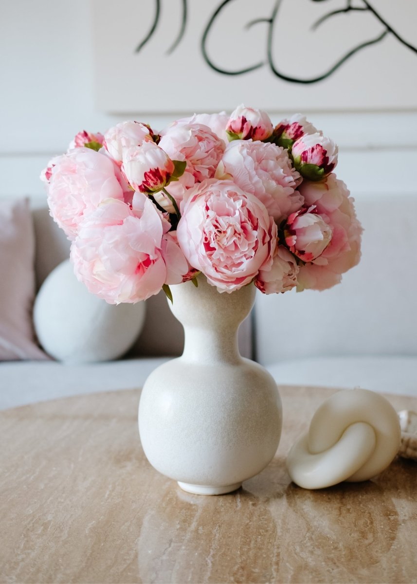 Afloral Pink Peony Faux Flower Bundle of Peonies - 21" - lily & onyx