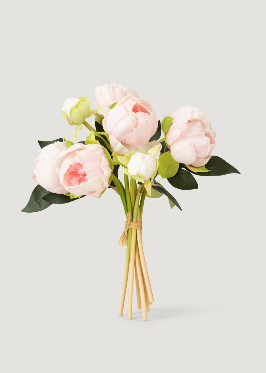 Afloral Pink Real Touch Peony Flower Bundles - 10.5", Case of 10 - lily & onyx