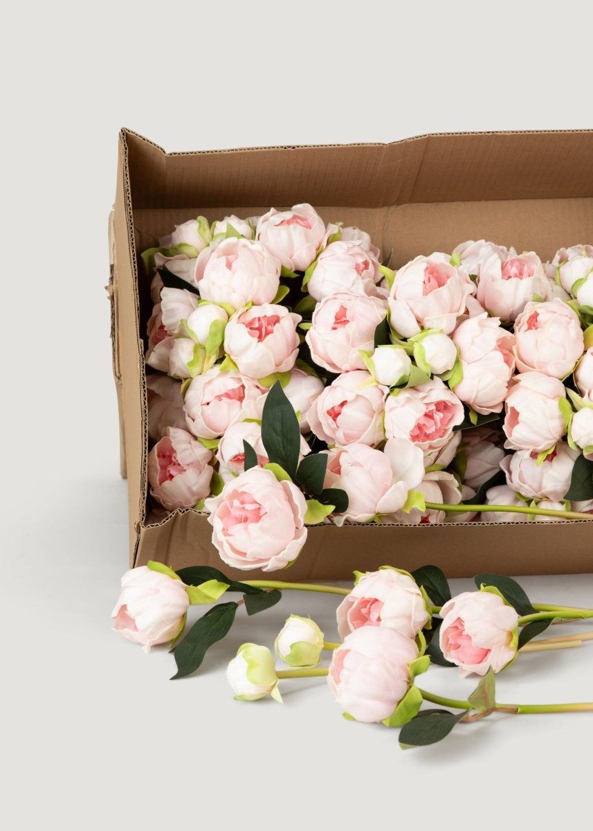Afloral Pink Real Touch Peony Flower Bundles - 10.5", Case of 10 - lily & onyx