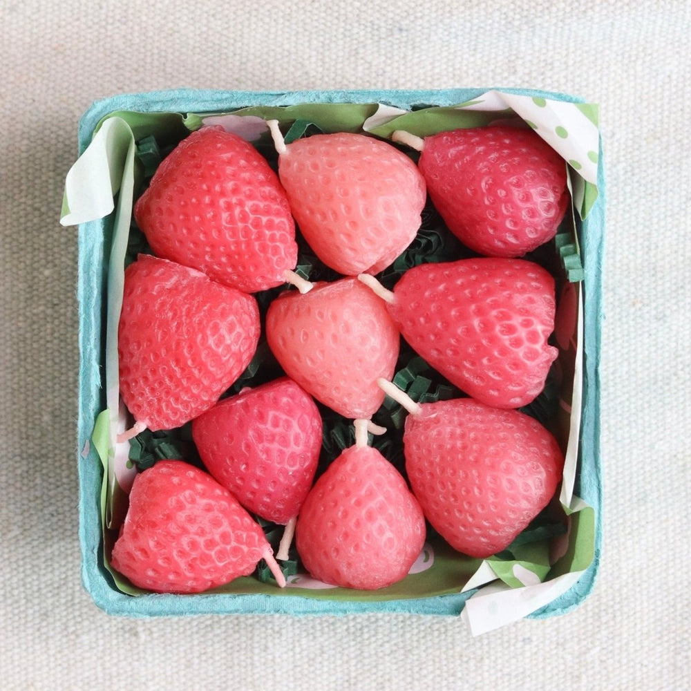 Happy Organics Pink Strawberry Birthday Beeswax Candles - 10 Pack - lily & onyx