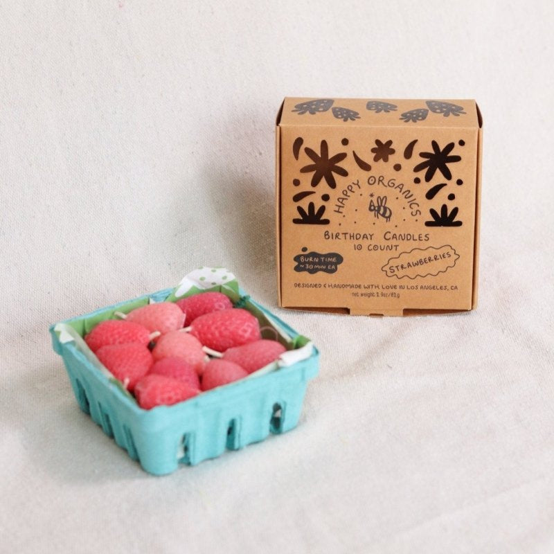 Happy Organics Pink Strawberry Birthday Beeswax Candles - 10 Pack - lily & onyx