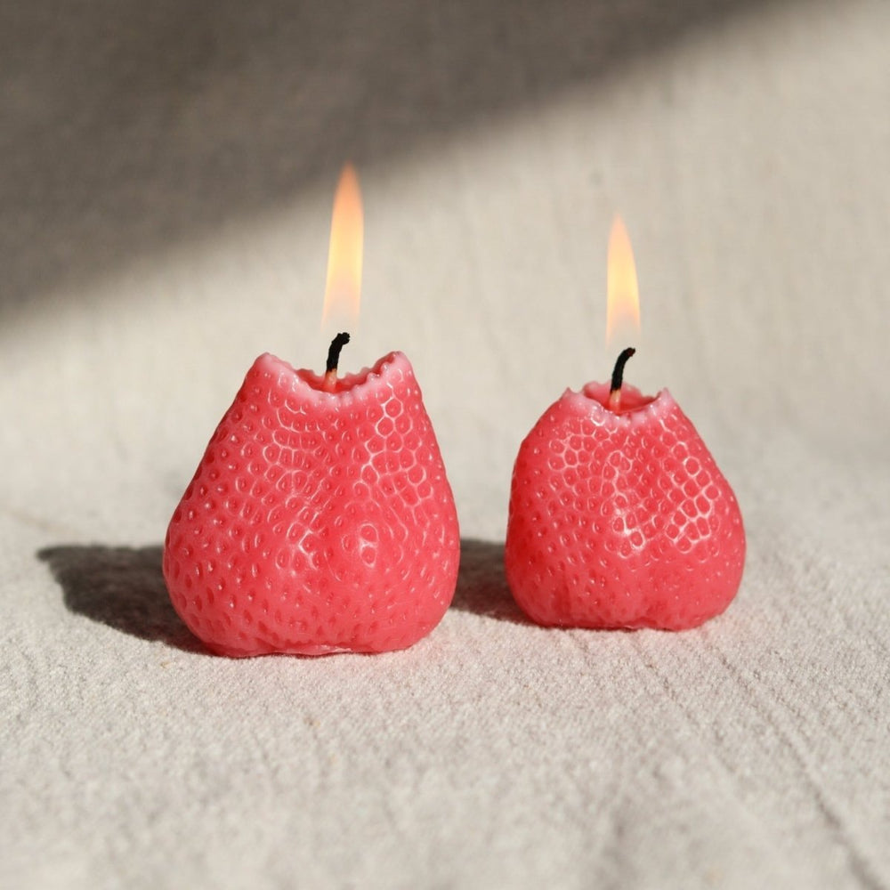 Happy Organics Pink Strawberry Candles - Set of 2 Tealight Candles - lily & onyx