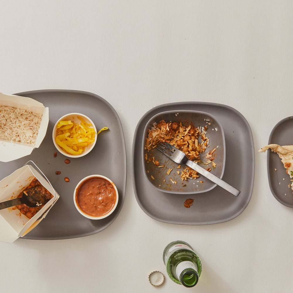 Bamboo Medium Plate, 4 Piece Set - Smoke