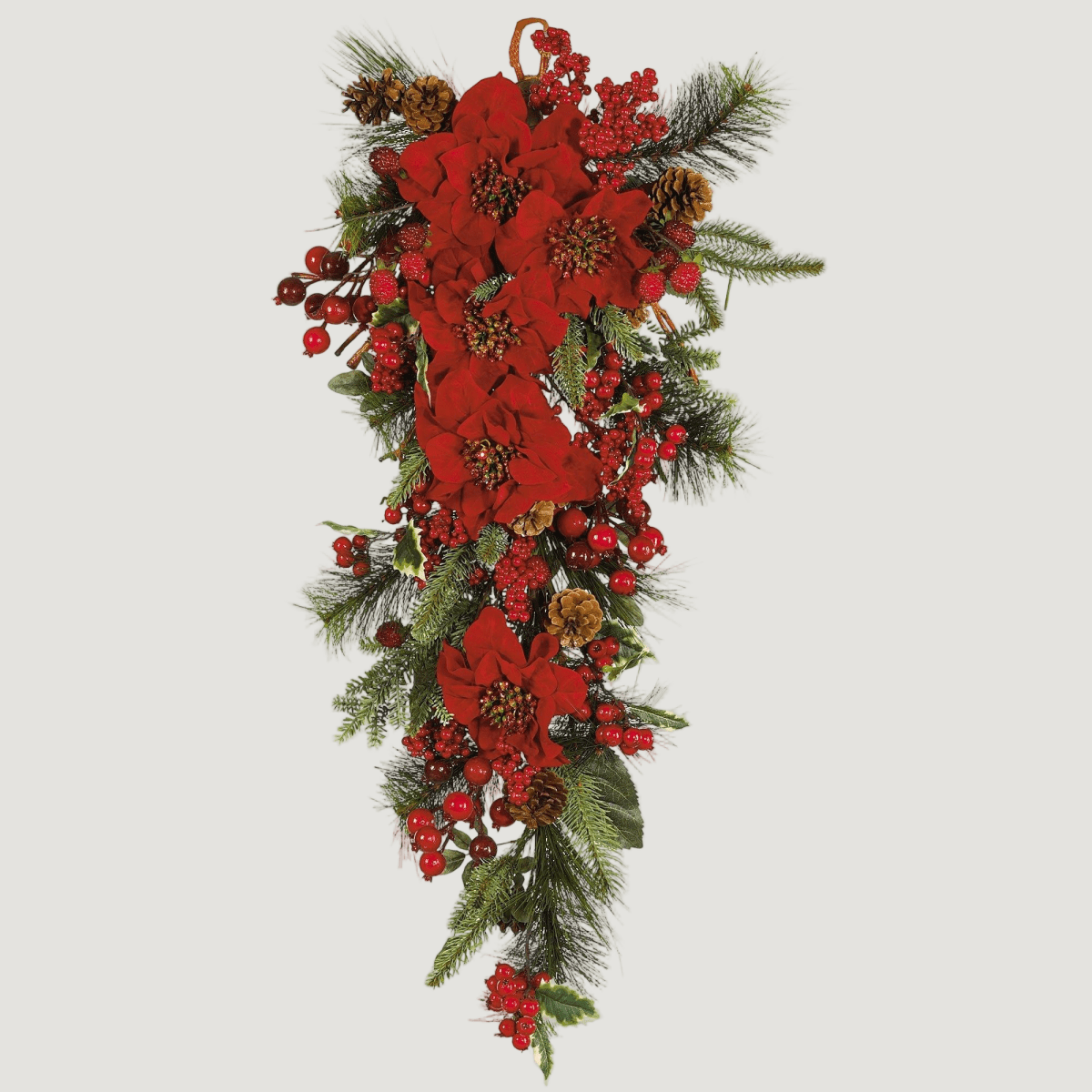 Nearly Natural Poinsettia Teardrop Swag Garland - lily & onyx