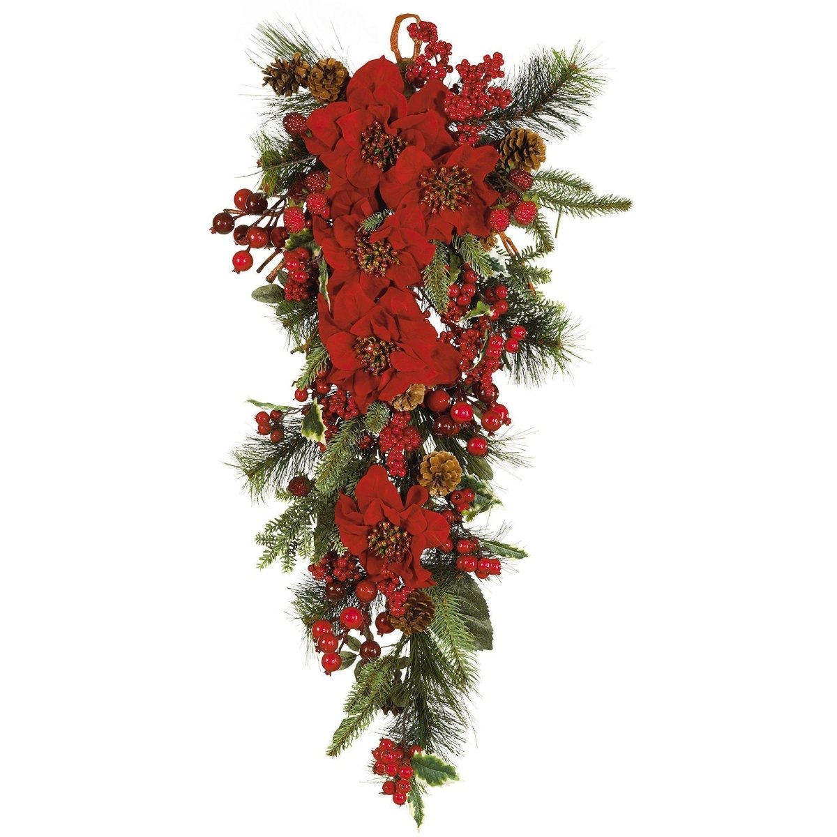 Nearly Natural Poinsettia Teardrop Swag Garland - lily & onyx