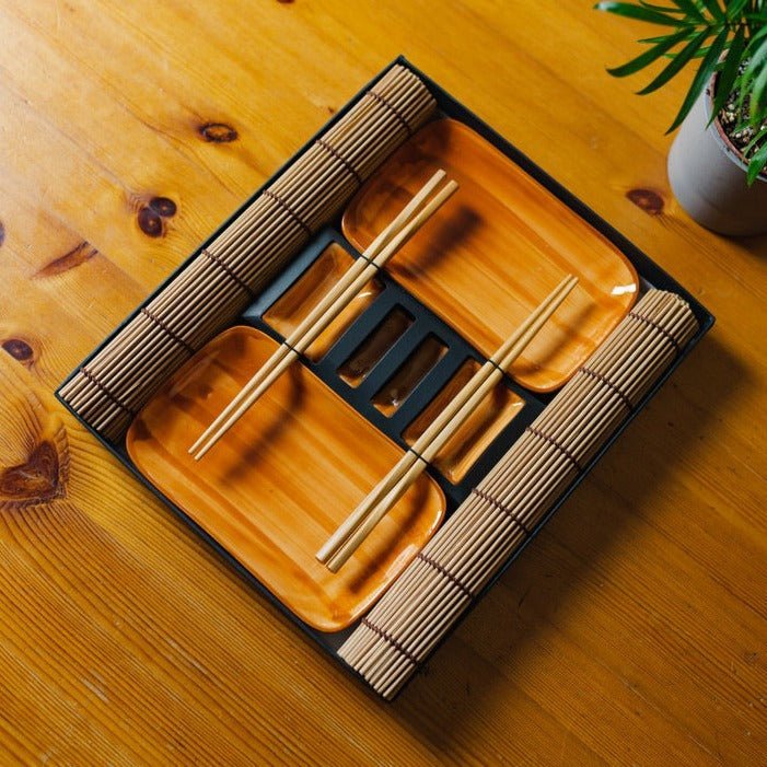 Bamboo Switch Porcelain Sushi Set for Two - lily & onyx