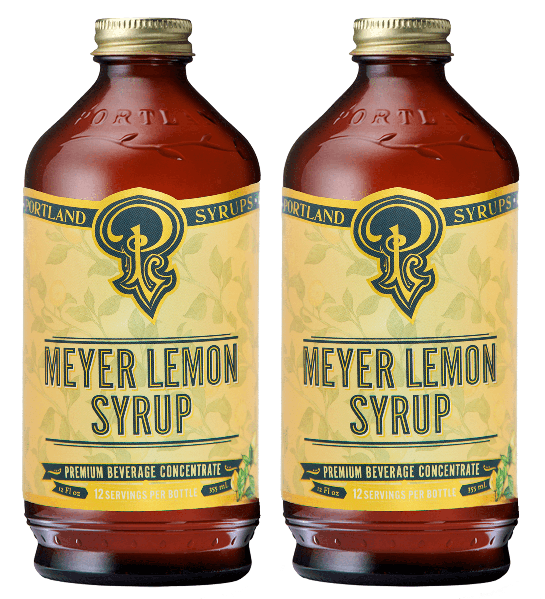 Portland Syrups Premium Meyer Lemon Syrup 2 Pack - Small - Batch Cocktail Mixer