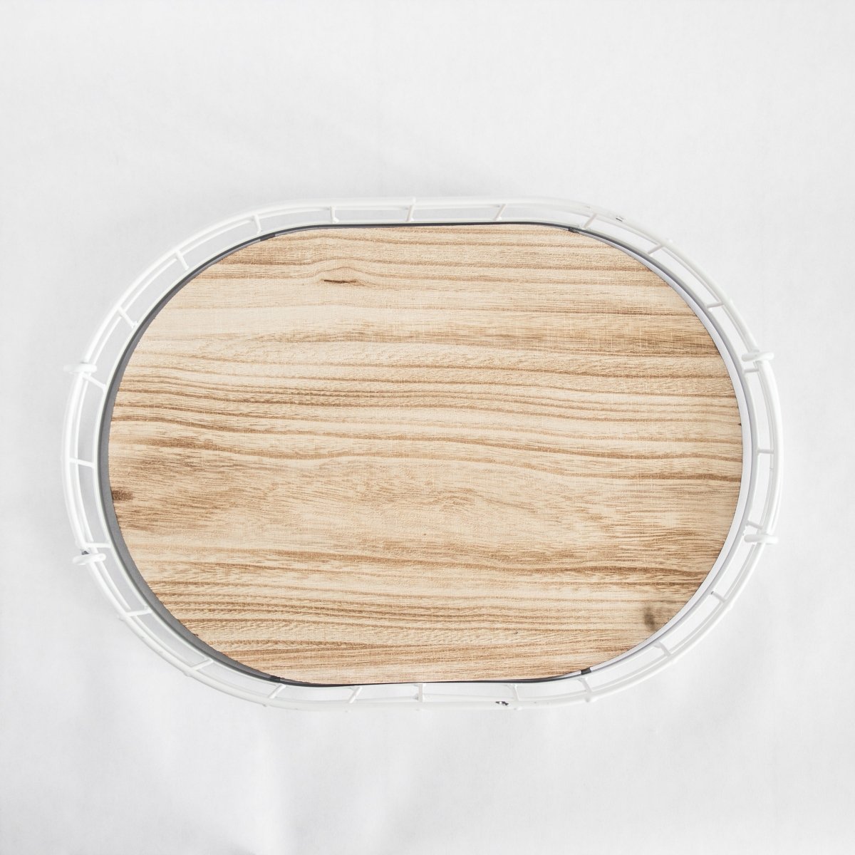 Porto Boutique White Oval Metal & Wood Serving Tray - Farmhouse Decor
