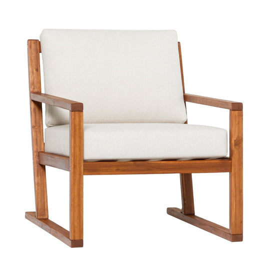 Walker Edison Prenton Modern Solid Wood Outdoor Club Chair, Brown - lily & onyx