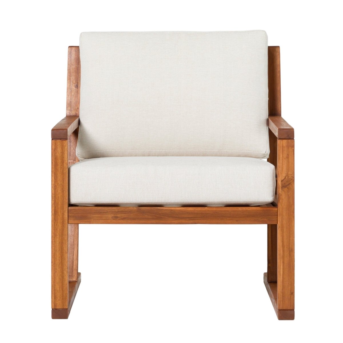 Walker Edison Prenton Modern Solid Wood Outdoor Club Chair, Brown - lily & onyx