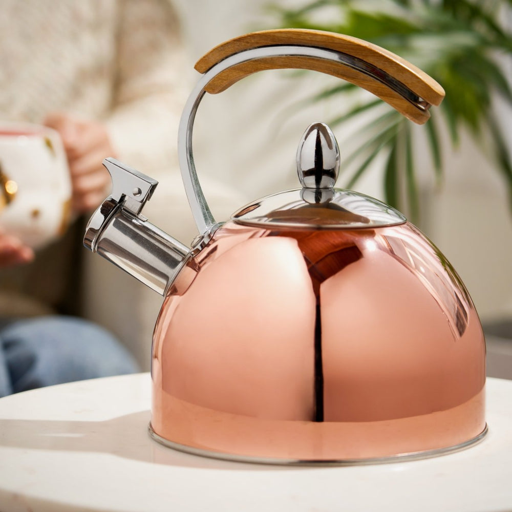 Pinky Up Tea Presley Tea Kettle, Rose Gold - lily & onyx