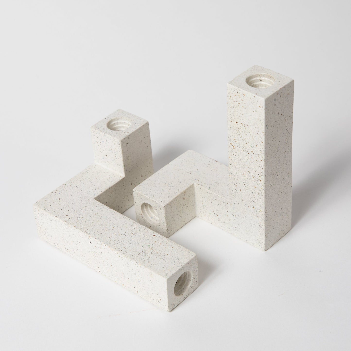 Candlestick Holder Set | White Terrazzo