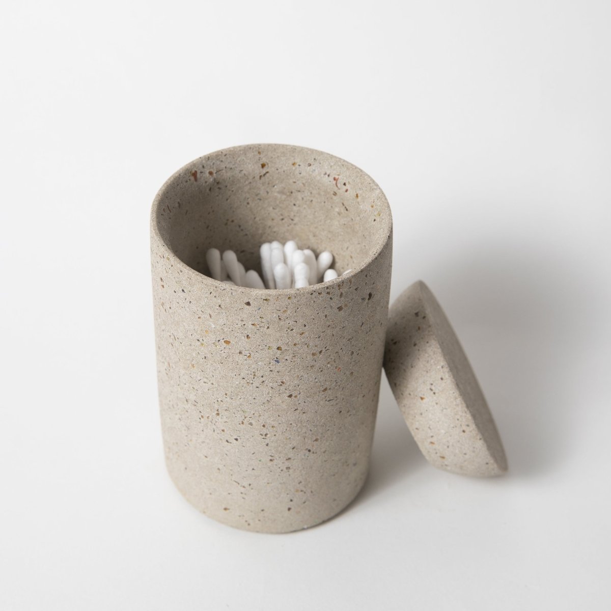Pretti.Cool Concrete Cotton Swab Holder | Natural Terrazzo