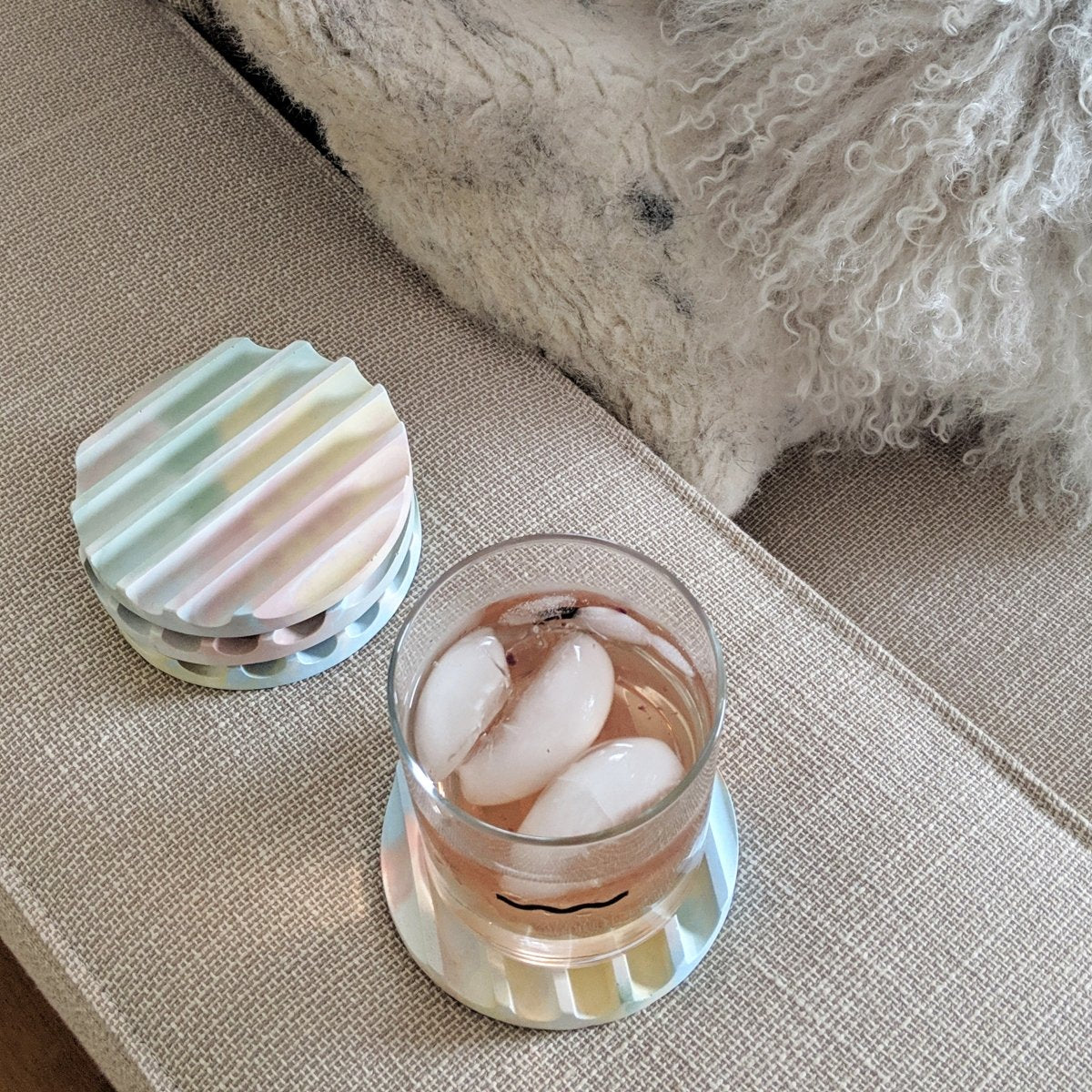Pretti.Cool Concrete Drink Coaster Set - Jawbreaker | Cork Base 4"