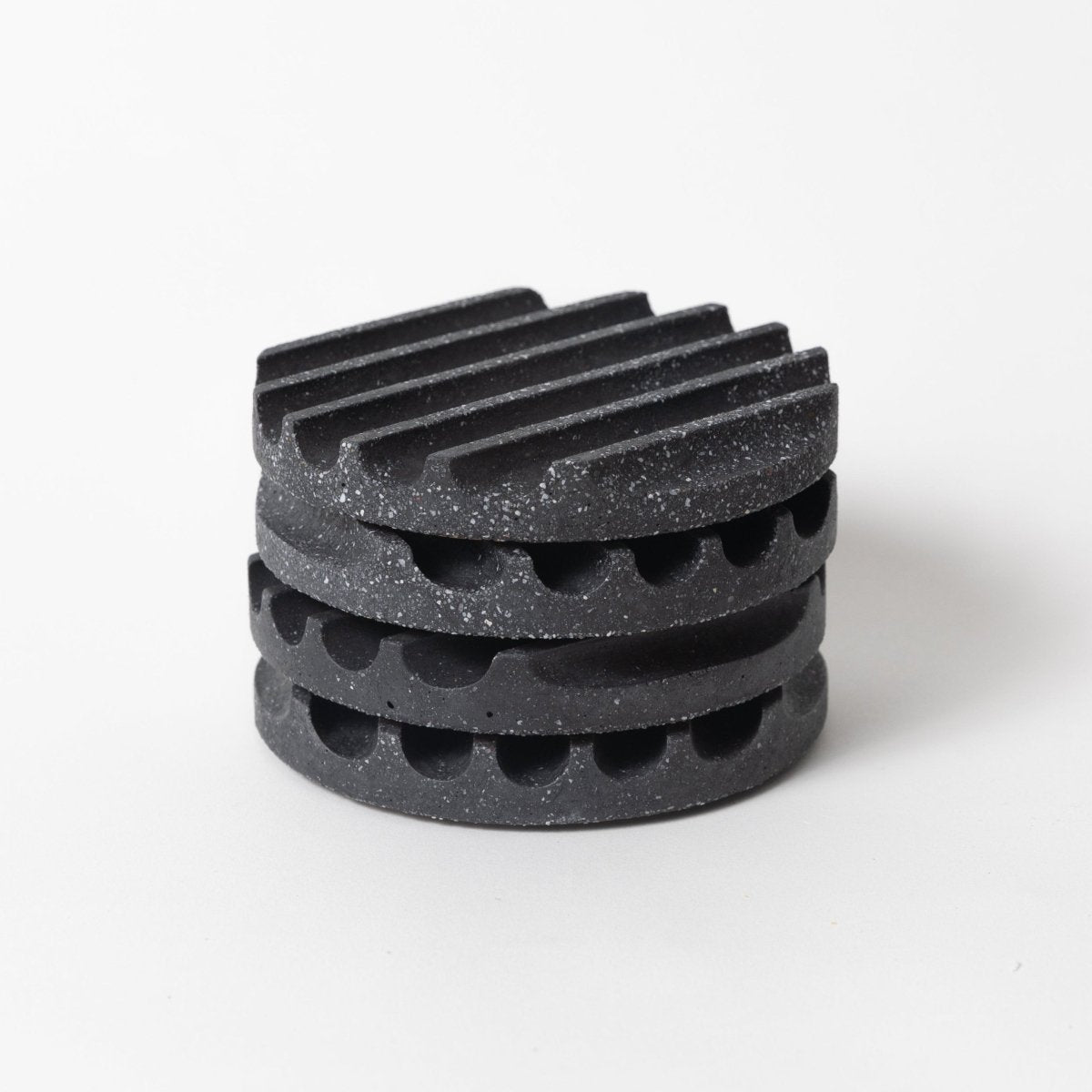 Pretti.Cool Concrete Terrazzo Coaster Set | Black Recycled Glass Cork Base
