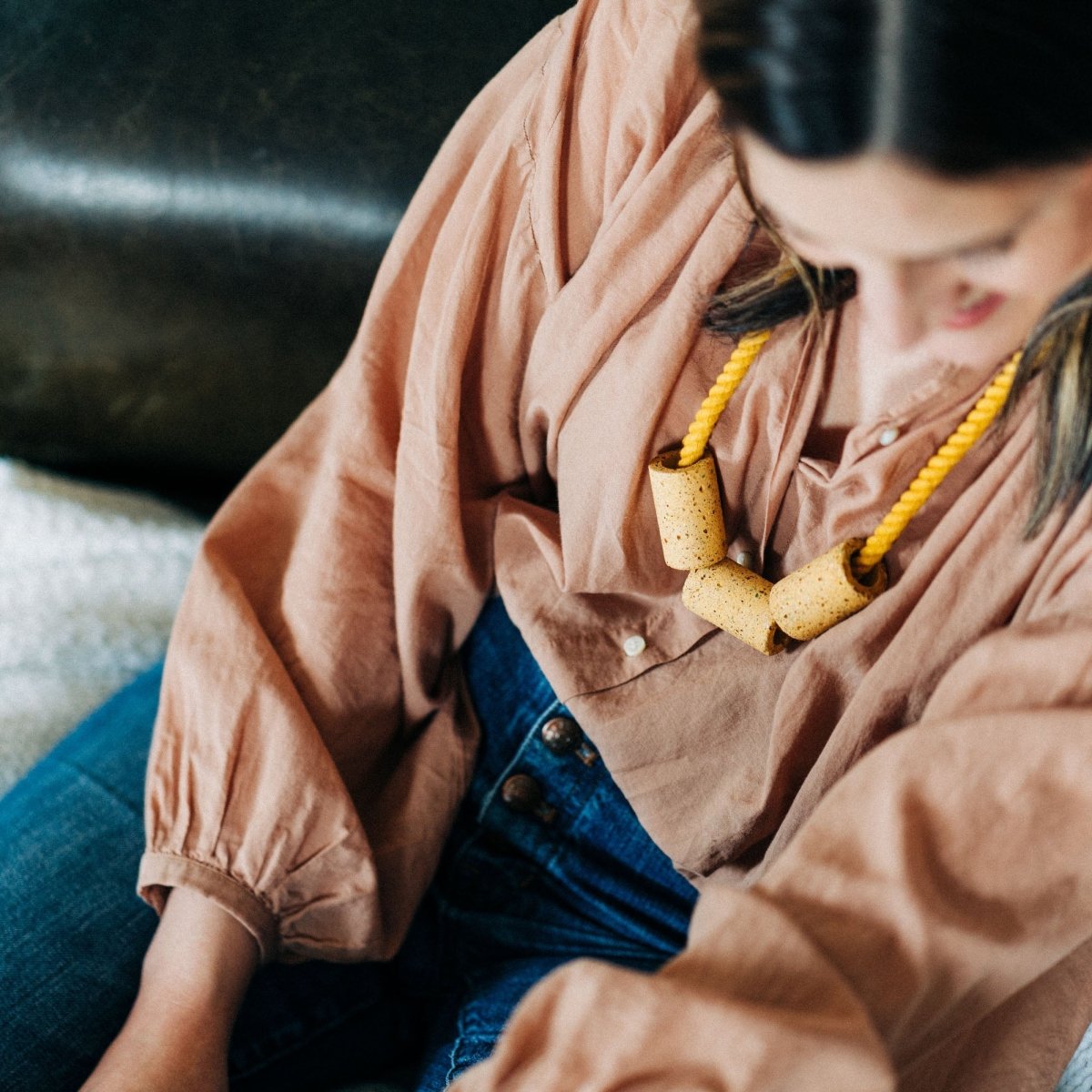 Pretti.Cool Concrete Terrazzo + Cotton Necklaces