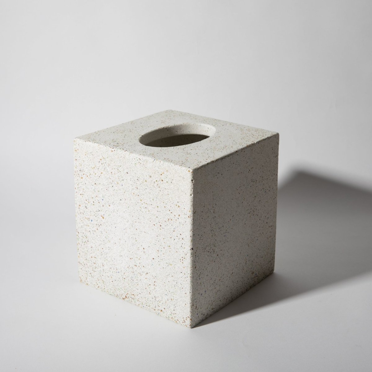 Pretti.Cool Concrete Tissue Box Cover | White Terrazzo