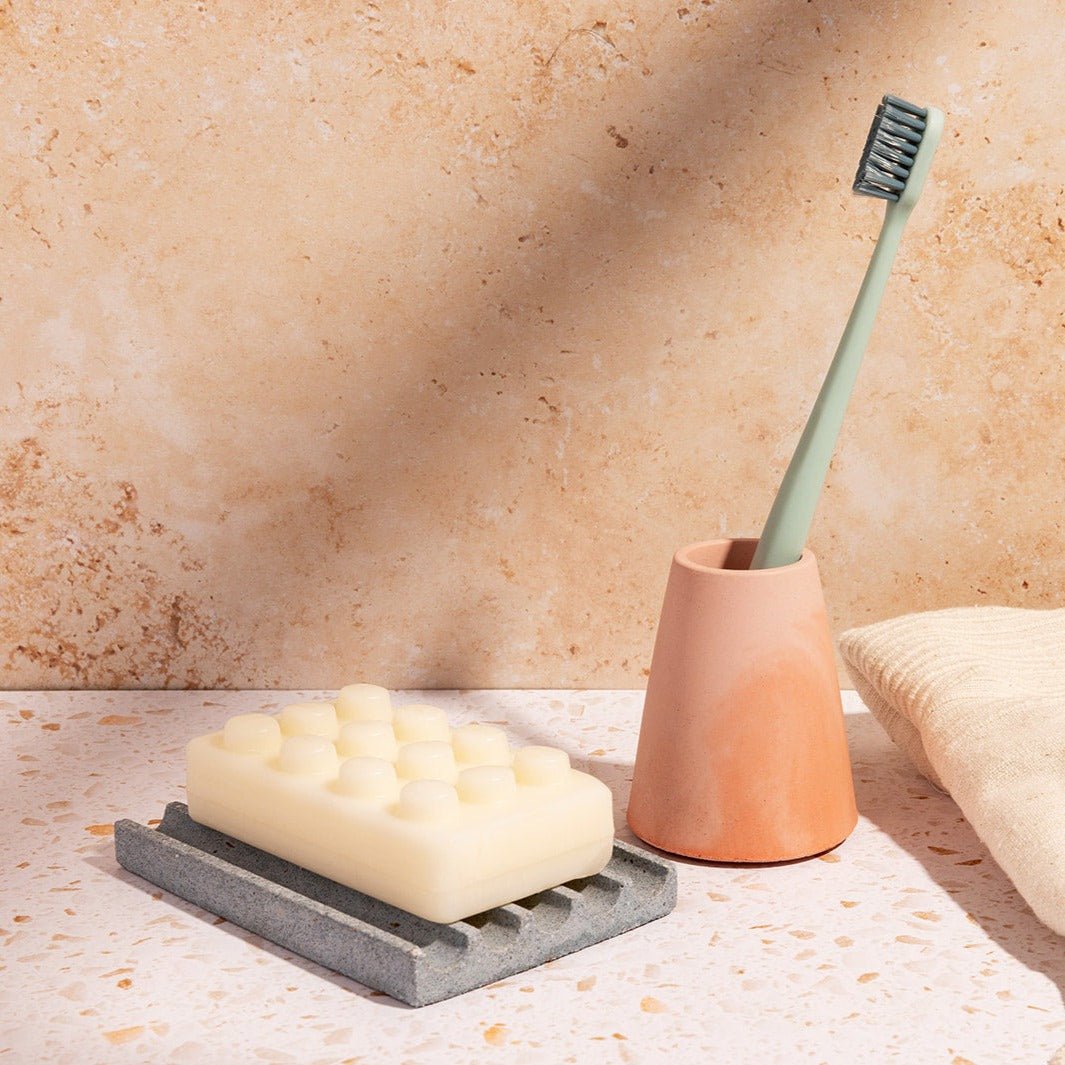 Pretti.Cool Concrete Toothbrush Holder | Pink & Coral