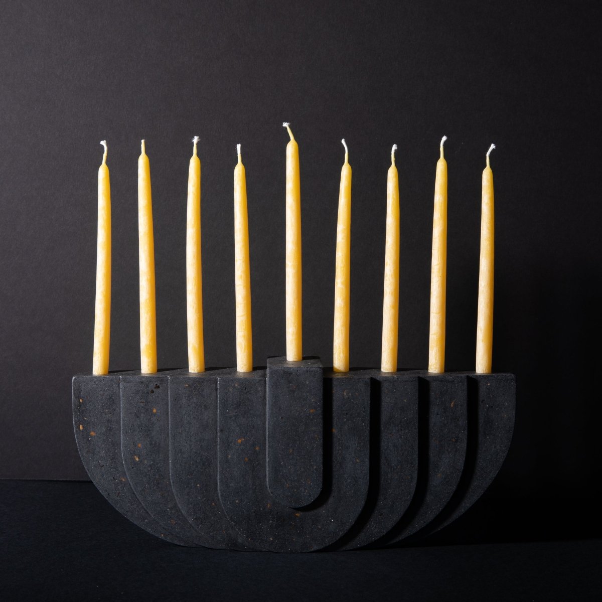 Pretti.Cool Modern Concrete Menorah | Black Terrazzo