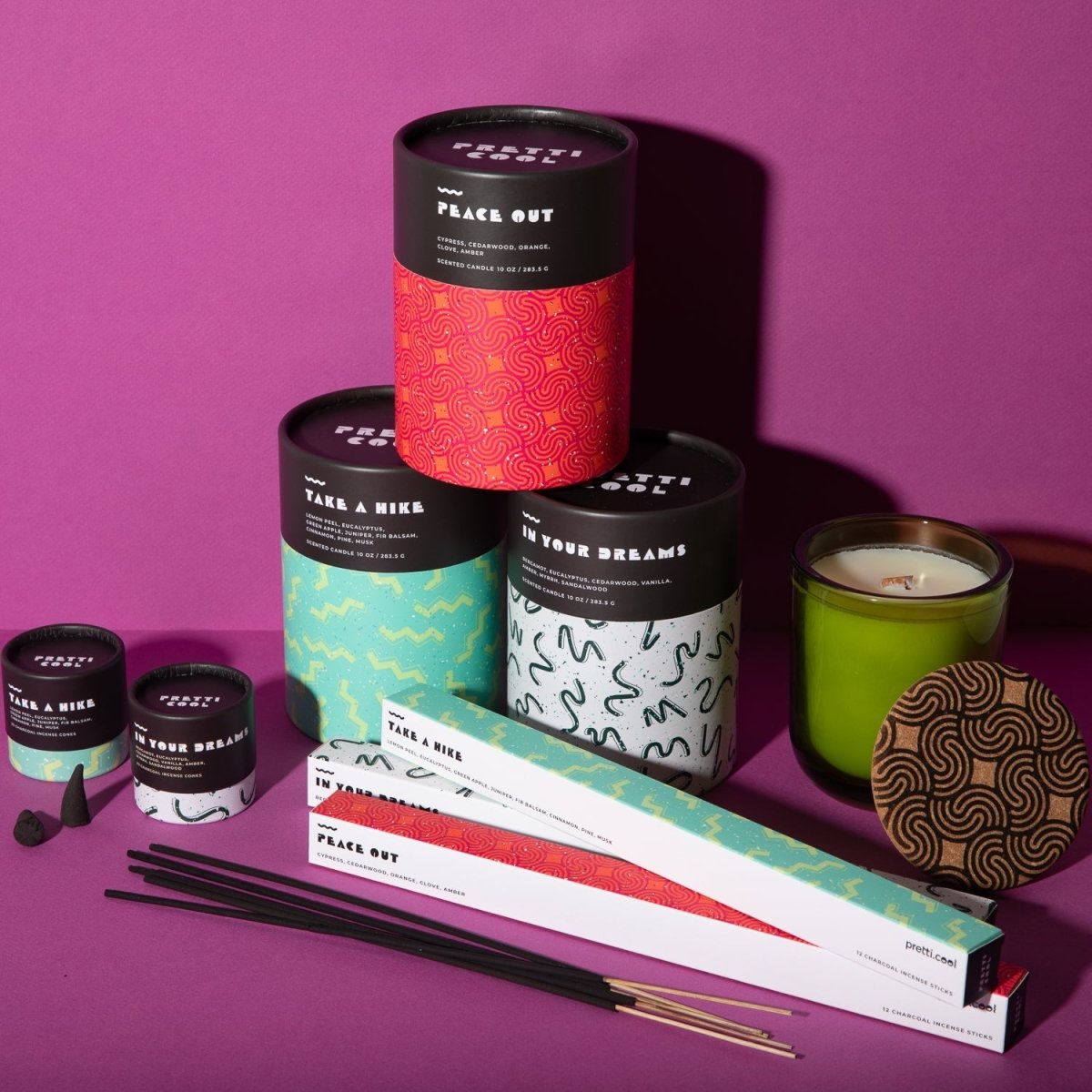 Pretti.Cool Soy Wax Candle - Peace Out - Cedarwood Cypress 10oz Wooden Wick