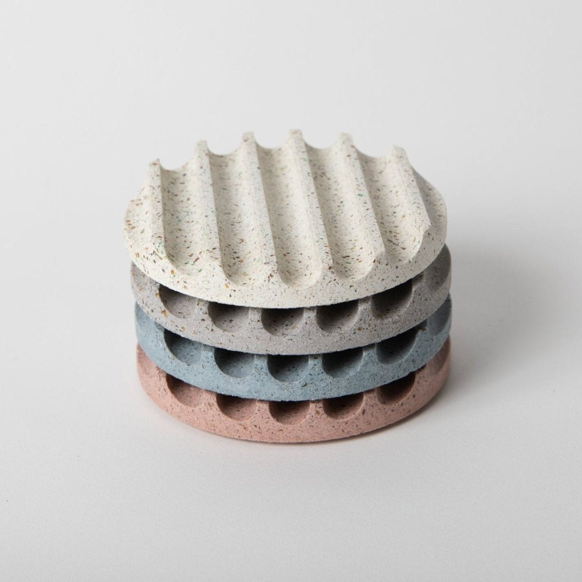 Pretti.Cool Terrazzo Concrete Coaster Set of 4 | Recycled Glass & Cork Base