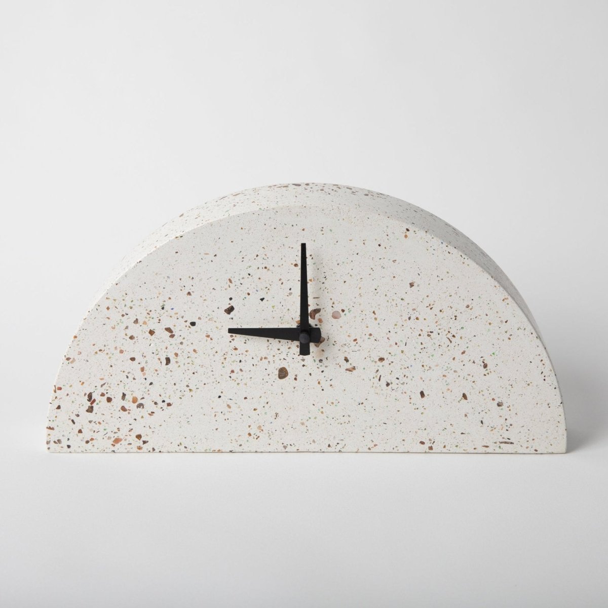 Pretti.Cool White Terrazzo Mantel Clock | Modern Concrete Desk Clock 11.75"