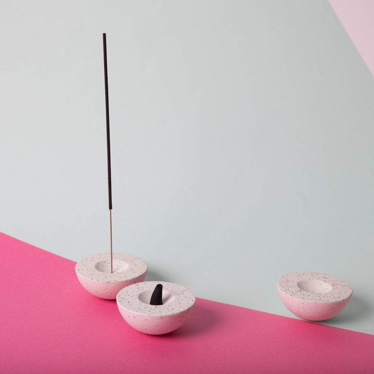 Pretti.Cool Wobble Incense Holder - White Terrazzo Concrete | Handmade 3"