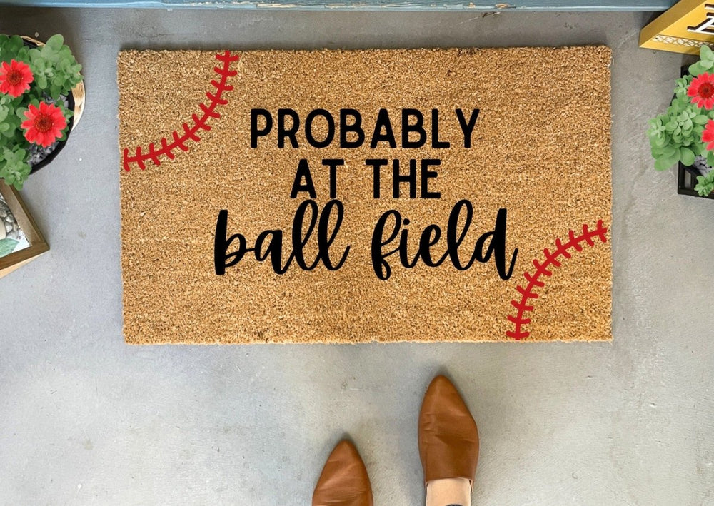 Nickel Designs Custom Doormats Probably at the Ball field Baseball Doormat - lily & onyx