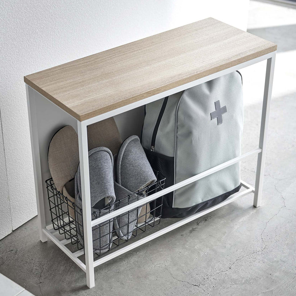 
                      
                        Entryway Storage Organizer + Bench, 18" H  - Steel + Wood
                      
                    