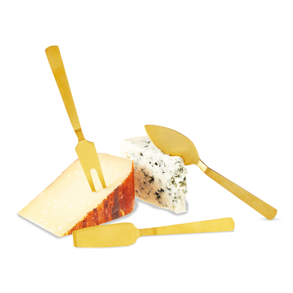 
                      
                        Stainless Steel Cheese Knives in Gold, Set of 3
                      
                    