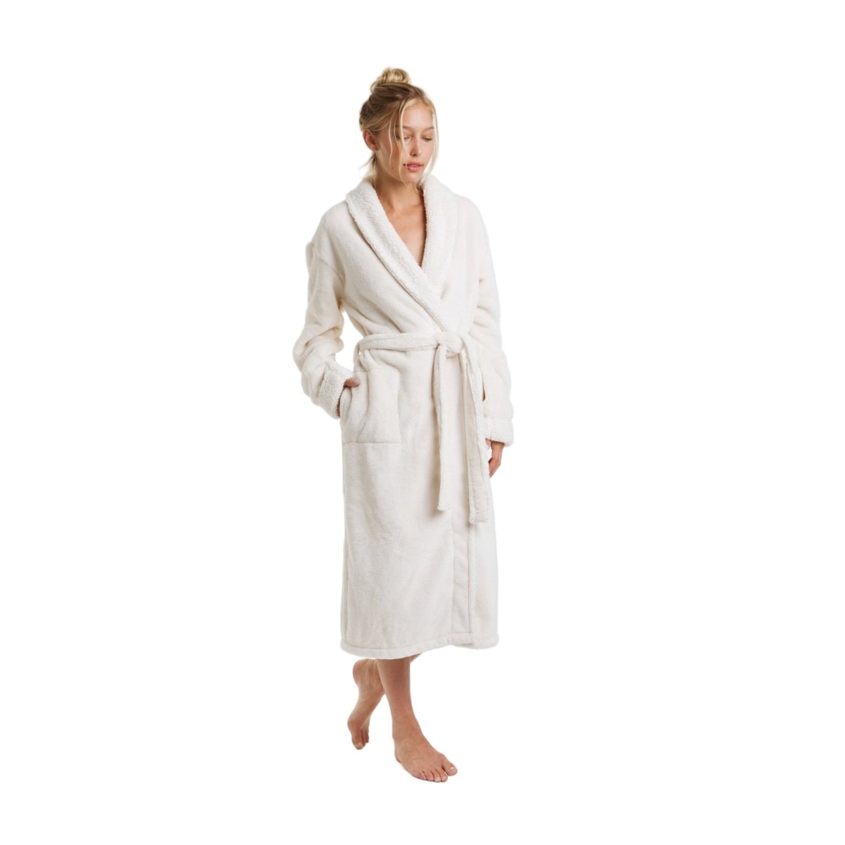 Pure Fiber Cloud Soft Sherpa Fleece Robe | Ultra - Plush Coral Fleece Loungewear